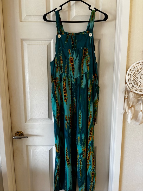 Unbranded Pants - Womens Teal Patterned Jumpsuit with Adjustable Straps. Sz. Med.